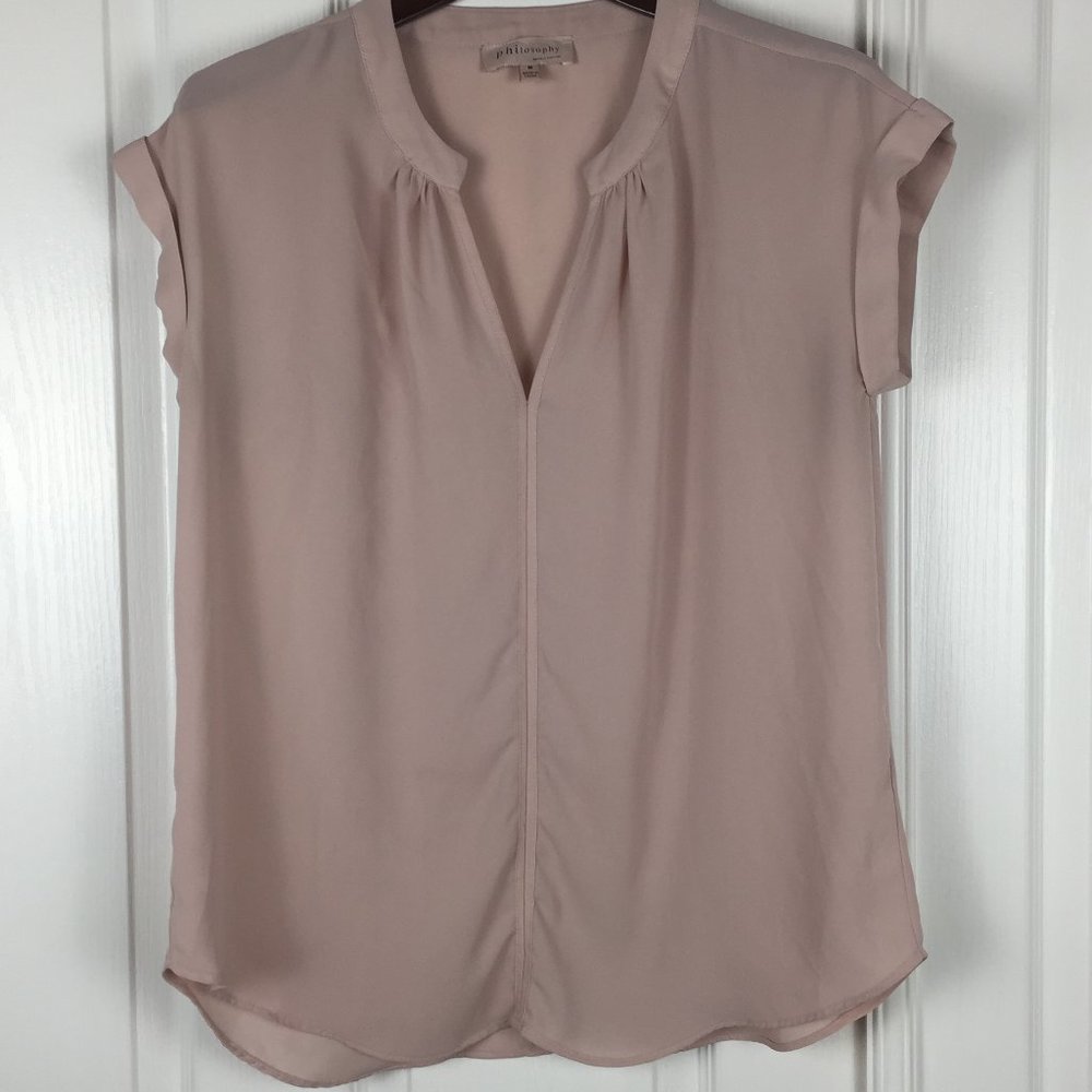 Philosophy Medium Split Neck Rolled Sleeve Blouse - image 3